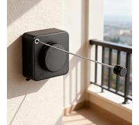 Retractable Washing Line, 4.6m - Non-Sagging Clothes Line, ABS Case & Stainless Steel Line (Drill & Drill-Free Installation) - For Indoor & Outdoor Use (Black)