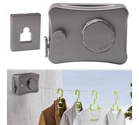 Retractable Washing Line,5.1m Wall Mounted Clothes Drying Line,Non-Sagging Clothes Line Indoor & Outdoor,Retractable Clothesline Stainless Steel Extendable Laundry Line for Bathroom Balcony,Gray