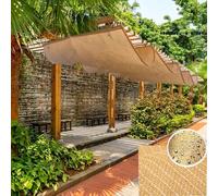 Retractable Waterproof Awning Kit for Patio Beige 0.9x4m Durable Shade Sail Cover Metal Wire Replacement for Porch Outdoor Canopy UV Protection