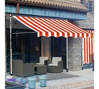 Retractable Waterproof Canopy with Hand CrankAdjustable Patio Awning for Balcony & Door Sun ShelterRed & White 400cmPerfect Outdoor Shade Solution