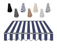 Retractable Waterproof Canvas Replacement for 2.0m-5m Outdoor Patio & Balcony Awnings - Blue & White, 500x300cm, Durable Shade Solution