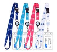 Retractable Waterproof Lanyard with ID Badge Reel Holder & Detachable Buckle for Ships Key Cards, Cruise Essentials & Must Have Accessories (4 Colors)