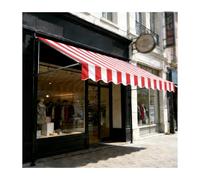 Retractable Waterproof Patio Awnings - Adjustable Height with Crank Mechanism for Balconies Gardens and Patios - Red and White 100cm/39.4in