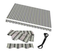 Retractable Waterproof Patio ning Fabric - Customizable Sun e Cover for Outdoor Dec & Shops, Size: 6x2m/20x6.5ft, Striped Design, Weather-Resistant Canopy