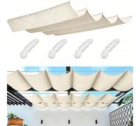 Retractable Waterproof Shade Sail Adjustable Wavy Canopy with Grommets Block Sunshade for Patio Deck Veranda - A1 2x4M (WxL)