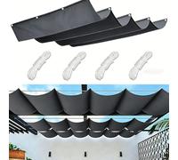 Retractable Waterproof Shade Sail Adjustable Wavy Canopy with Grommets Protection Sunshade for Patios Decks and VerandasA2 2x(BxL)