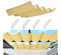 Retractable Waterproof Shade Sail Adjustable Wavy Canopy with Grommets & Ropes Blocking Sunshade for Patio Verandas A4 4x4M (WxL)