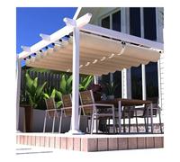 Retractable Waterproof Shade Sail - Sliding Wave Awning U-Shape Pergola Cover for Backyard Garden Deck Outdoor Party Gazebo - 3.2m x 4m (10.5ft x 13.1ft)