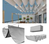 Retractable Waterproof Shade Sail UV Protection U-Shape Canopy for Garden Patio Terrace and Pergola - Gray 2x6m (6'x20') - Outdoor Sunshade Solution