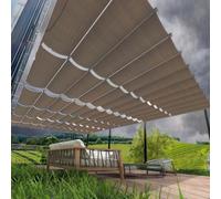 Retractable Waterproof Sun Shade Sail 95% UV Block Canopy Awning for Yard Deck & Lawn Brown 5x4.5M with Rope Outdoor Sun Protection Shade Sails