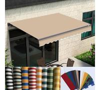 Retractable Waterproof UV-Resistant Rain Shelter for Doors & Windows - Rainproof Canopy Cover for Front/Back Entrance - Khaki 19.6x4.9ft