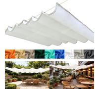 Retractable Waterproofe ning Cream Retractable Sun Sail Canopy with Grommets and Rope Wave Design for Patios and YardsWhite50x350cm