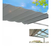Retractable Wave Shade Cover - UV Protection Waterproof Outdoor Curtains for Patios and Pergolas, Grey Polyester Awning