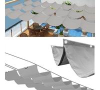 Retractable Wave Shade Sail3x7m Waterproof UV Protection Canopy for Outdoor Garden & Terrace Grey95% UV Block Eyelet Design Includes Rope for Easy Installation