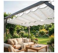 Retractable Wave Shade Sails, Telescopic Canopy Pergola Cover with Mounting Kit, Outdoor Sun Protection Anti-UV Roof Awning for Garden Patio Backyard
