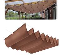 Retractable Wave Waterproof Pera e Cloth Cover Polyester Canopy Wind Protect for Outdoor Patio Yard Terrace CarportBrown1.5 * 12M (W*L)