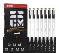 Retractable White Gel Pen, 7 Nib Sizes - Precision Large Capacity Opaque White Archival Gel Ink Pens, Fine Point Smooth Writing Highlighter Pens for Black Paper Note Taking Aesthetic Art Supplies