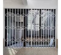 Retractable Window & Door Security Guard with Lock, Accordion Gray Anti-Burglary Grill for Sliding Doors, Child Safety Protection, Home Window Fence