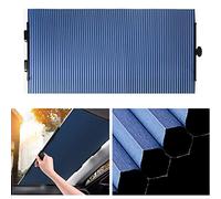 Retractable Windshield Sun Shade for Car, Cordless Cellular Visor Protector Blocks 99% UV Rays to Keep The Vehicle Cool, Honeycomb Sunshade Fits Various Models with 3 Suction Cups (63CM/25IN)