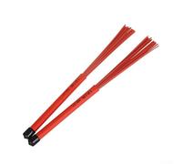 Retractable Wire Drum Brushes for Jazz Cajon Drums, 1 Pair Multicolor Nylon with High Carbon Steel Wires, Rubber Handle, Smooth Comfort(AN22RED)