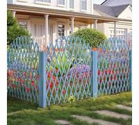 Retractable Wooden Fence GateExpandable Freestanding Garden TrellisOutdoor Lattice for Home & Yard Blue 120x70cm Perfect for Plant Support & Privacy.