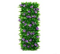 Retractable Wooden Garden Fence with Artificial Greenery Privacy Screen, Decorative Trellis Panels, Retractable Plant Stand for Balcony, Patio, Outdoor Patio and Garden