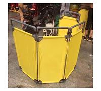 Retractable Yellow Traffic Barrier - Portable 3-Fold Crowd Control Gate with DO NOT Enter Sign - 8-Piece PVC Safety Set for Events and Traffic Management