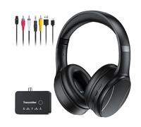 RETRADEKING Wireless Headphones for TV, Bluetooth & 2.4G Dual-Mode Headphones with Transmitter Box, 5 Equalizer Presets with Clear Dialogue, Built-in mic for Calls, TV Ear Headsets, Black