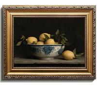 RETRART Vintage Lemon Wall Decor Lemon Still Life Canvas Art Print in Antique Gold Frame Vintage Fruit Painting, Rustic Farmhouse Kitchen Decor, Ready to Hang Wall Art for Dining Room, 12x16 Inch