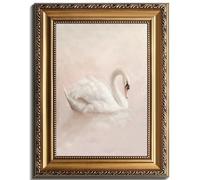 RETRART Vintage Pink Swan Canvas Wall Art with Gold Frame - Vintage Swan Posters Rustic Farmhouse Decor Pink Swan Painting for Living Room, Bedroom, Bathroom & Office, Ready to Hang - 12x16 Inch
