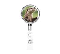 Retrctable Id Badge Holder with Clip Cute Badge Reels Clawed Otter Name Card Holder for Office Worker Doctor Nurse Teacher
