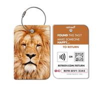 retreev™ Smart NFC & QR Code Luggage Tag: Secure Bag Retrieval, Identity Protection | Easy Setup | Supported by Airlines & Airports Worldwide - Lion