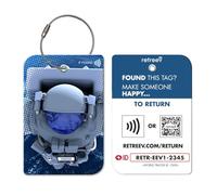 Retreev Smart NFC & QR Code Luggage Tag: Secure Bag Retrieval, Identity Protection | Easy Setup | Supported by Airlines & Airports Worldwide - Astronaut
