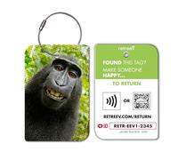 retreev™ Smart NFC & QR Code Luggage Tag: Secure Bag Retrieval, Identity Protection | Easy Setup | Supported by Airlines & Airports Worldwide - Monkey