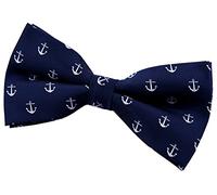 Retreez Classic Anchor Pattern Woven Microfiber Pre-tied Bow Tie (5") - Navy Blue