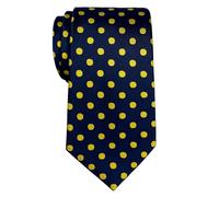 Retreez Classic Polka Dots Woven Microfiber Men's Tie - Navy Blue with Yellow Dots