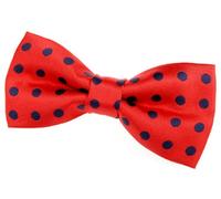 Retreez Classic Polka Dots Woven Microfiber Pre-tied Bow Tie (4.5") - Red with Navy Blue Dots