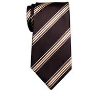 Retreez Classic Regimental Wide Striped Woven Microfiber 3.15" Men's Tie - Brown