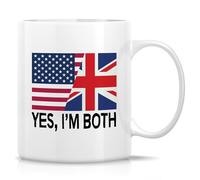 Retreez Funny British American Mug - UK USA Dual Citizen Gift - 11 Oz Ceramic Coffee Cup - USA United Kingdom Yes I'm Both Mug - Birthday, Appreciation, New Citizenship Gift for Friends and Coworkers