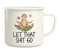 Retreez Funny Let That Go Sloth Yoga Meditation Zen Spiritual Reiki Master 16 Oz Enamel Stainless Steel Camping Campfire Coffee Mugs - Sarcasm birthday gifts for him her friends coworkers dad mom