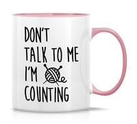 Retreez Funny Mug - Don't Talk To Me I'm Counting Knit Knitting Crochet 11 Oz Ceramic Coffee Mugs - Funny, Sarcasm, Sarcastic, Inspirational birthday gift - White Mug with Pink Handle and Inner