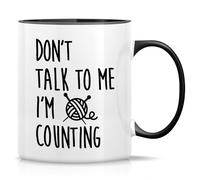 Retreez Funny Mug - Don't Talk To Me I'm Counting Knit Knitting Crochet 11 Oz Ceramic Coffee Mugs - Funny, Sarcasm, Sarcastic, Inspirational birthday gift - White Mug with Black Handle and Inner