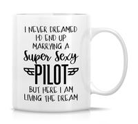 Retreez Funny Mug for Pilot Wife - Super Sexy Pilot - 11 Oz Ceramic Coffee Cup for Aviation Enthusiast, Airplane Pilots, and Pilot Spouses - Birthday, Holiday And Appreciation Gift for Wives of Pilots