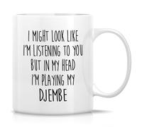 Retreez Funny Mug - In My Head I'm Playing Djembe Mug - 11 Oz Ceramic Coffee or Tea Cup - Hilarious Gift for Djembe Players, Drummers, Percussionists, Music Lovers - Birthday Present for Coworkers