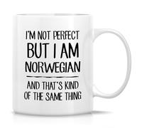 Retreez Funny Norwegian Mug - I'm Not Perfect But I'm Norwegian Mug - 11 Oz Ceramic Coffee or Tea Cup - Humorous Norwegian Pride Gift for Norway Enthusiast, Norwegian Heritage - Birthday, Holiday Gift