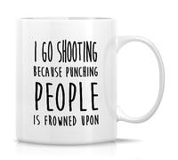 Retreez Funny Shooting Mug Gift I Go Shooting Punching People Is Frowned Upon Rifle Shooter 11 Oz Ceramic Coffee Mug - Sarcasm Motivational Inspirational birthday gift for him friend coworker bro dad