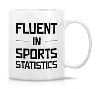 Retreez Funny Sport Analyst Mug - Fluent in Sports Statistics Mug - 11 Oz Ceramic Coffee Cup - Hilarious Sarcastic Gift for Sports Fans, Coaches - Birthday, Appreciation Gift for Dad, Coworker, Friend