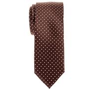 Retreez Modern Mini Polka Dots Woven Microfiber Skinny Tie - Dark Brown with White Dots