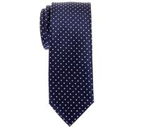 Retreez Modern Mini Polka Dots Woven Microfiber Skinny Tie - Navy Blue with White Dots