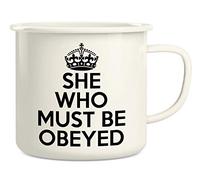 Retreez She Who Must Be Obeyed 16 Oz Enamel Stainless Steel Metal Camping Campfire Coffee Mug Cup - Funny, Sarcasm, Sarcastic, Motivational, Inspirational birthday gifts for friend coworker sister mom